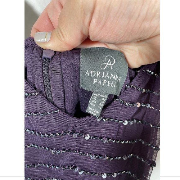 NEW Adrianna Papell Embellished Blouson Gown in Amethyst/Gunmetal [SZ 10‎ ] - Picture 14 of 14